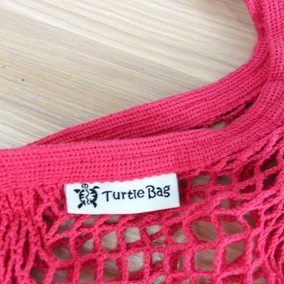 TURTLE‎ BAG Women Shoulder Fishnet Tote Organic Cotton Mesh Pink String Shopper - Picture 5 of 13